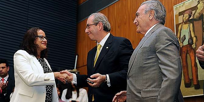 Posse da nova presidente do PCdoB, deputada Luciana Santos (PCdoB - PE). Presidente da Câmara, Eduardo Cunha, vice-presidente da República, Michel Temer