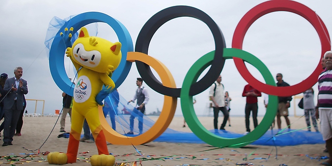 Esporte - olimpíadas - Jogos Olímpicos Rio 2016 símbolos expectativa arcos mascote Copacabana