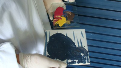 Elaboração do tom exato da cor (detalhe)