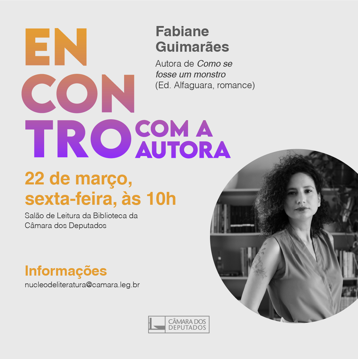 Encontro com a Autora de março recebe romancista Fabiane Guimarães