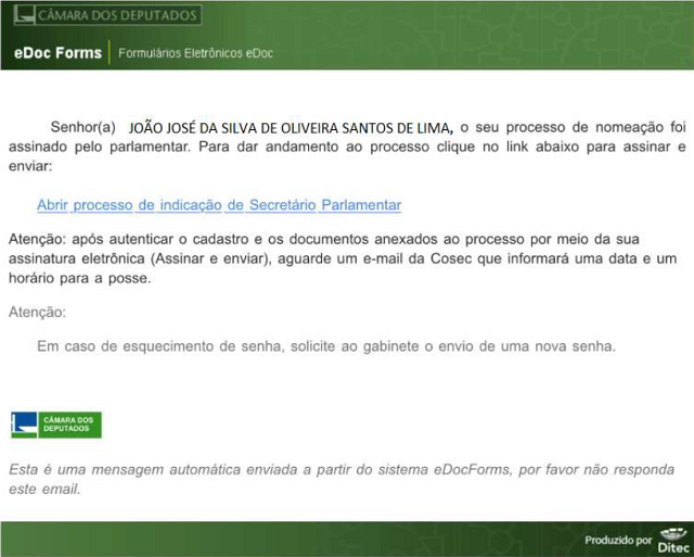 tela andamento posse