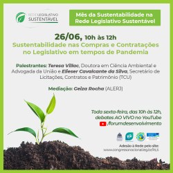 Rede Legislativo Sustentável promove evento sobre contratações sustentáveis