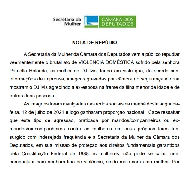 Reprodução da Nota de Repúdio