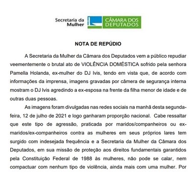 Reprodução da Nota de Repúdio