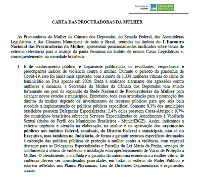 Carta do Encontro Nacional de Procuradorias da Mulher 