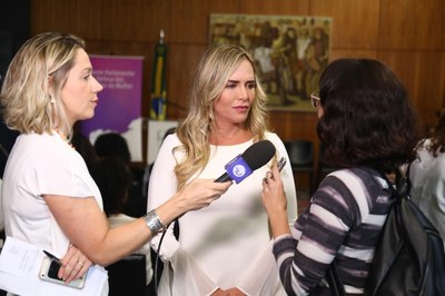 Deputada Celina Leão durante entrevista