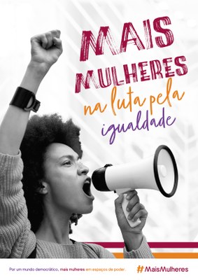 Cartaz mais mulheres juntas por igualdade 