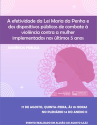 Efetividade da Lei Maria da Penha é tema de audiência pública 