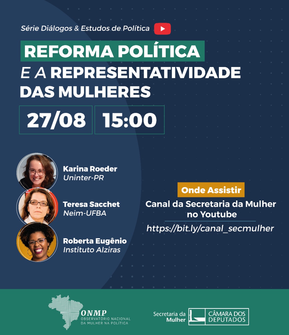 Observatório Nacional da Mulher na Política promove debate sobre reforma política e representatividade das mulheres 