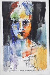 Retrato de menina ribeirinha - Aquarela - Fernando Augusto