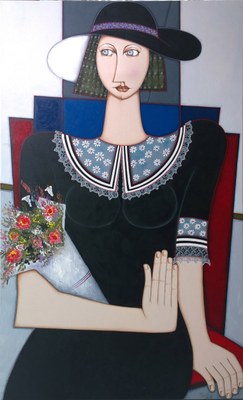 Mulher com Vaso de Flores