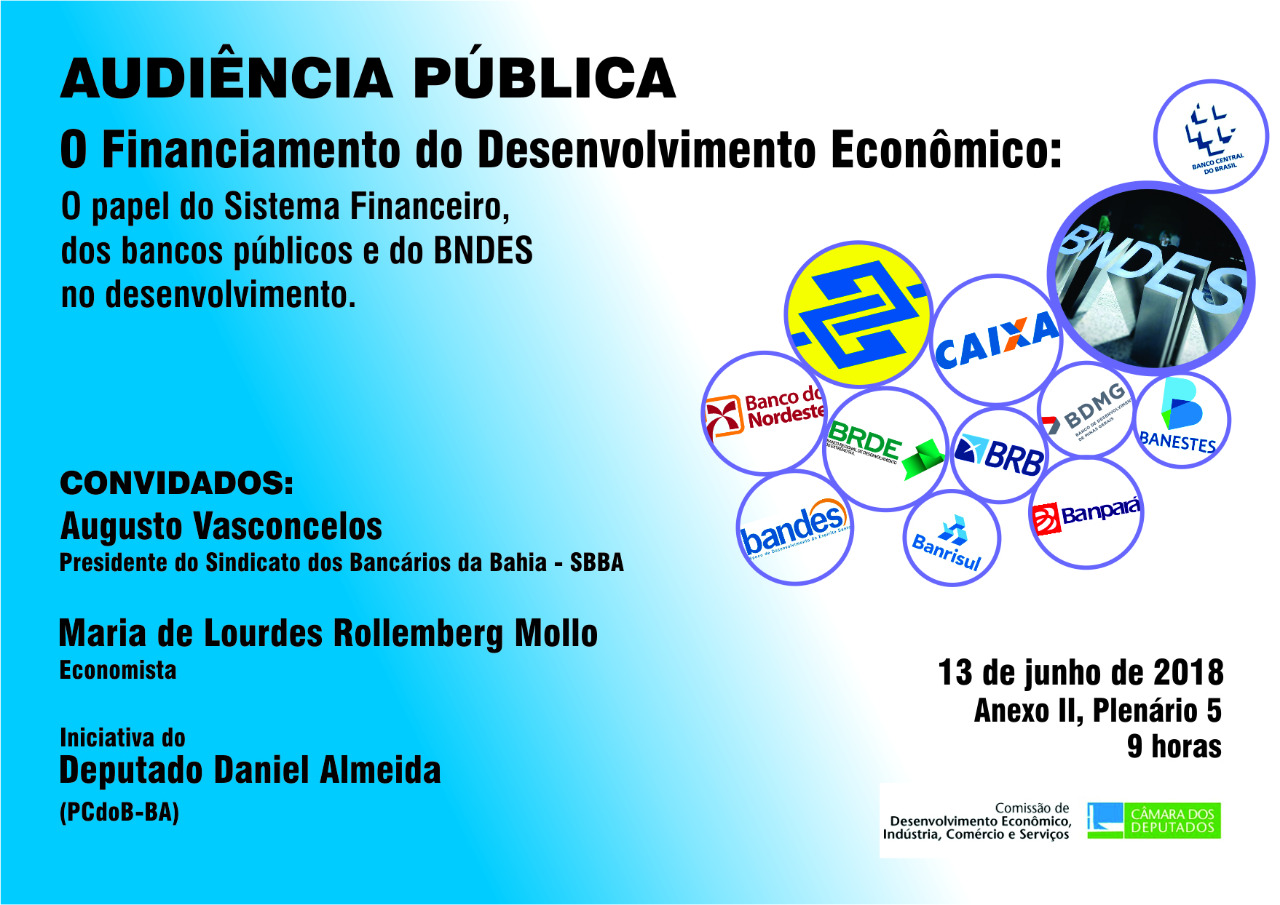 Comissão promoverá debate sobre o financiamento do desenvolvimento econômico