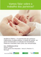 Câmara discutirá o trabalho das parteiras tradicionais e os chamados partos humanizados