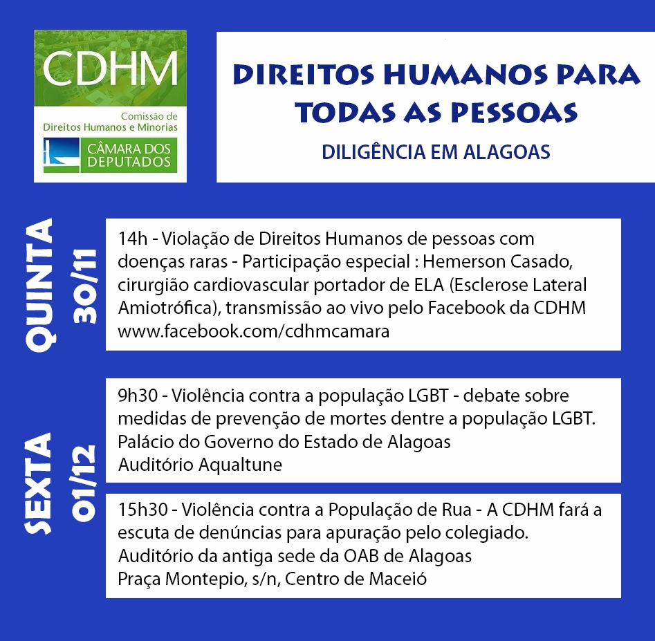 CDHM vai a Alagoas debater situação da população de rua, violência contra LGBTs e doenças raras
