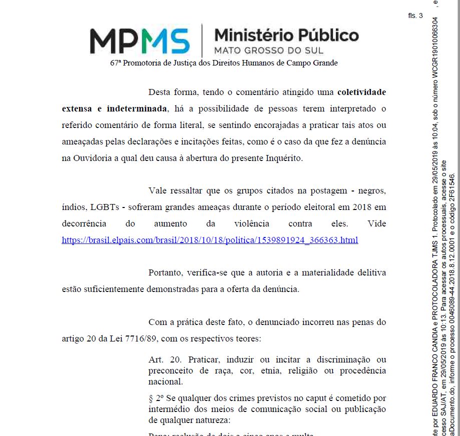Presidente da CDHM apoia ação do MP do MS contra crimes de ódio