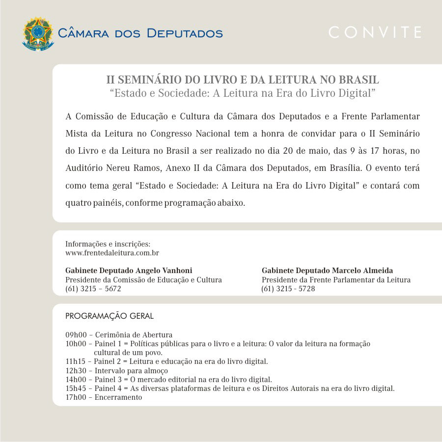 II Seminário do Livro e da Leitura no Brasil