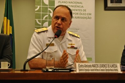 Conta Almirante Marco Lourenço de Almeida, Subchefe de Organização e Assuntos Marítimos do Comando de Operações Navais da Marinha, representando o Ministério da Defesa e os Comandos Militares.