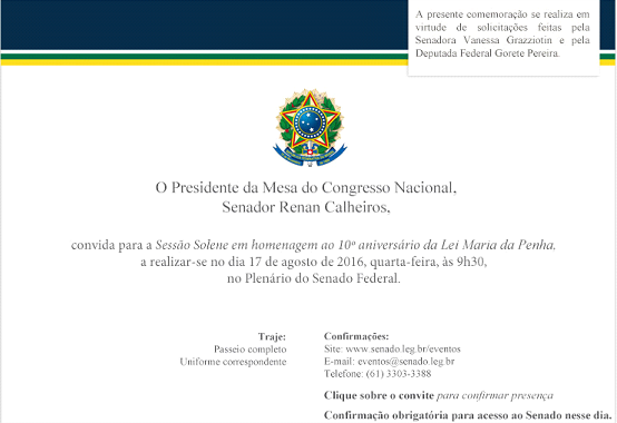 Congresso realiza campanha em homenagem aos 10 anos da Lei Maria da Penha