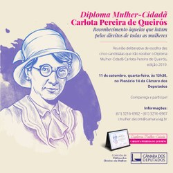 CMULHER escolhe AMANHÃ as cinco agraciadas com o Diploma Mulher-Cidadã Carlota Pereira de Queirós