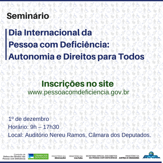 CPD realizará no dia 01/12 o Seminário "Autonomia e Direitos para todos". 
