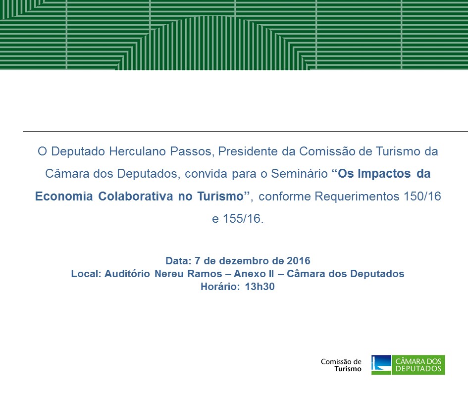Aviso de pauta: Seminário “O Impacto da Economia Colaborativa no Turismo”