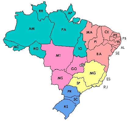 Imagem do Mapa do Brasil com links para um arquivo pdf por Estado.