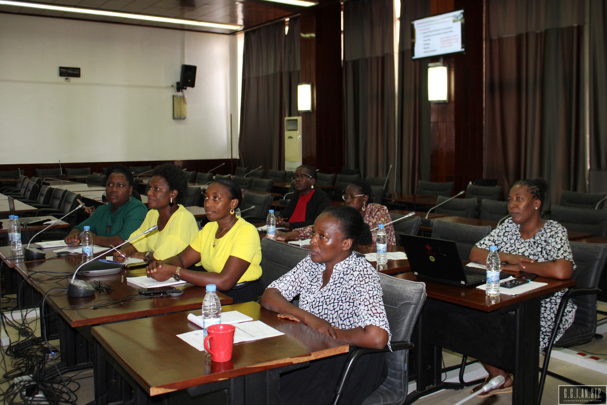 FUNCIONÁRIAS PARLAMENTARES PARTICIPAM EM FORMAÇÃO PROTOCOLAR.